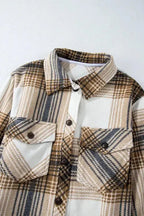 Plaid Flap Pocket Button Up Shacket - Fashionfitz