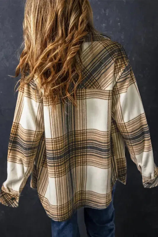 Plaid Flap Pocket Button Up Shacket - Fashionfitz