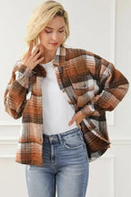 Plaid Flap Pockets Shacket - Fashionfitz