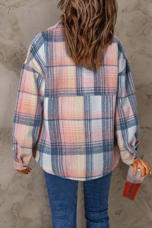 Plaid flap pockets shacket - fashionfitz