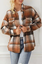 Plaid Flap Pockets Shacket - Fashionfitz