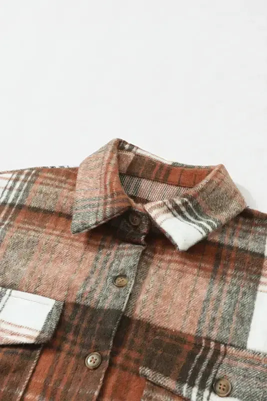 Plaid Flap Pockets Shacket - Fashionfitz