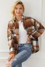 Plaid Flap Pockets Shacket - Fashionfitz