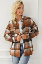Plaid Flap Pockets Shacket - Fashionfitz