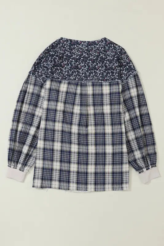 Plaid floral pullover top - plus size - blouses