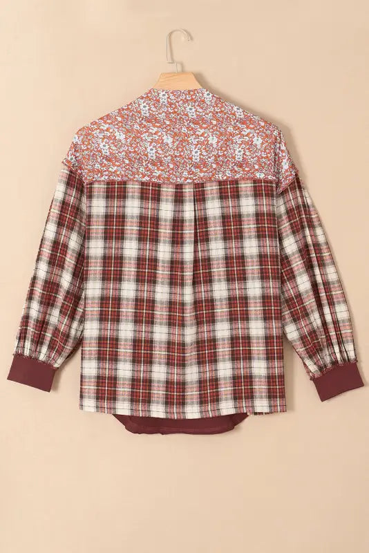 Plaid floral pullover top - plus size - blouses