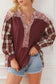 Plaid floral pullover top - plus size - blouses