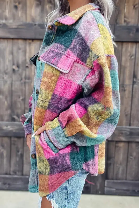 Plaid oversize long shacket - oversized jackets