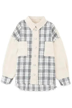 Plaid Patchwork Denim Jacket - Khaki, Distressed, Raw Edge - Fashionfitz