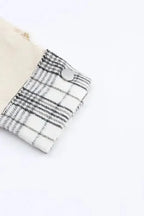 Plaid Patchwork Denim Jacket - Khaki, Distressed, Raw Edge - Fashionfitz