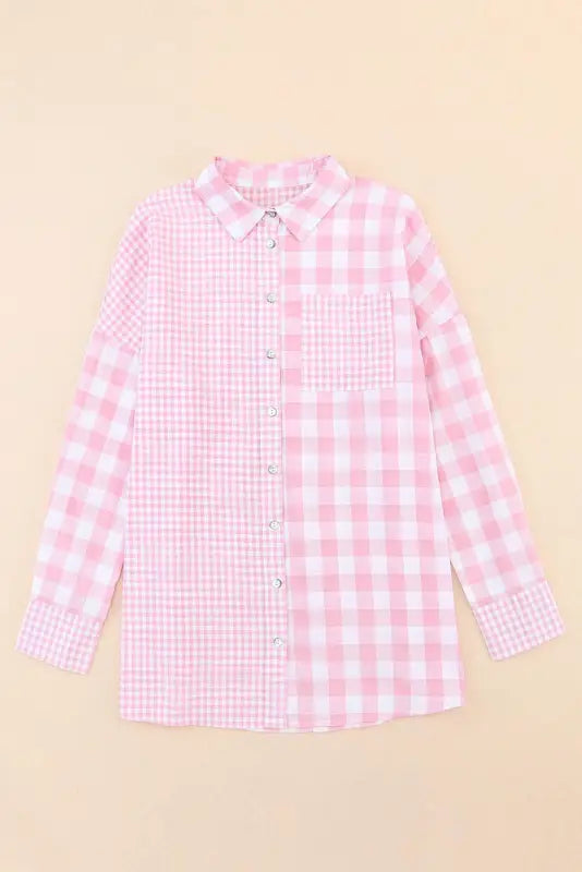 Plaid patchwork shirt - shirts