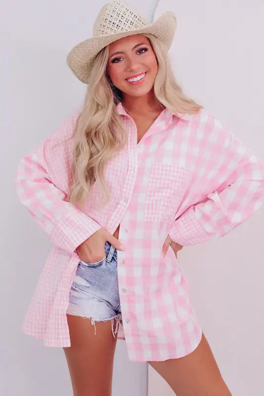 Plaid patchwork shirt - shirts