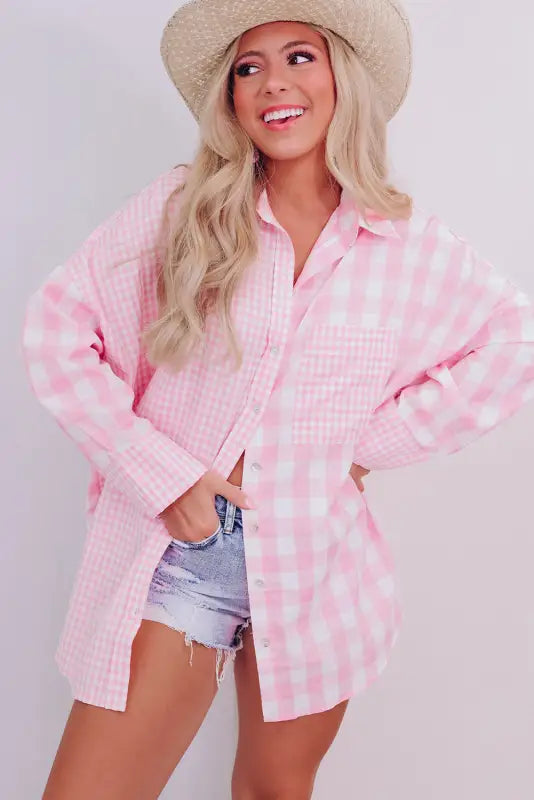 Plaid patchwork shirt - shirts