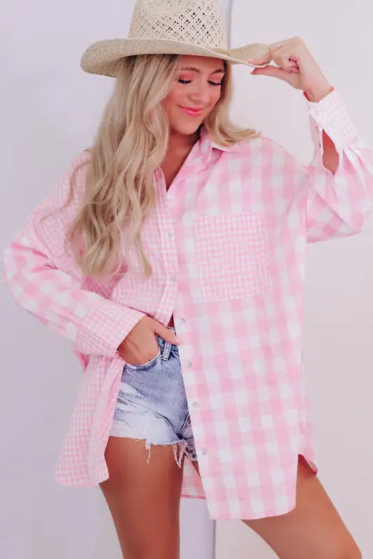 Plaid patchwork shirt - shirts