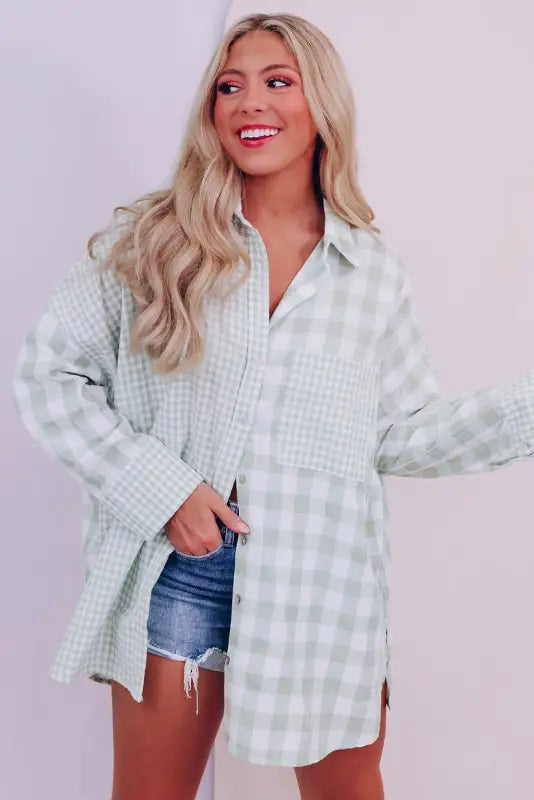 Plaid patchwork shirt - shirts