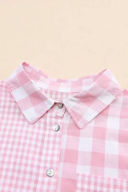 Plaid patchwork shirt - shirts