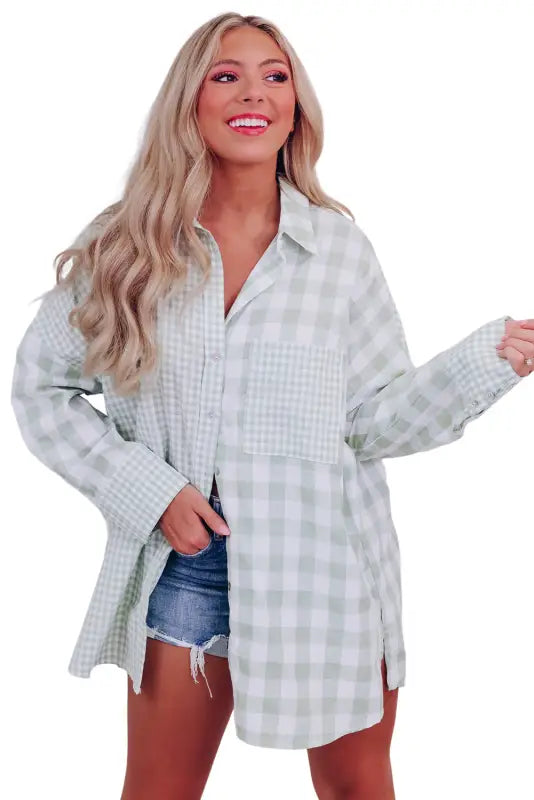 Plaid patchwork shirt - shirts