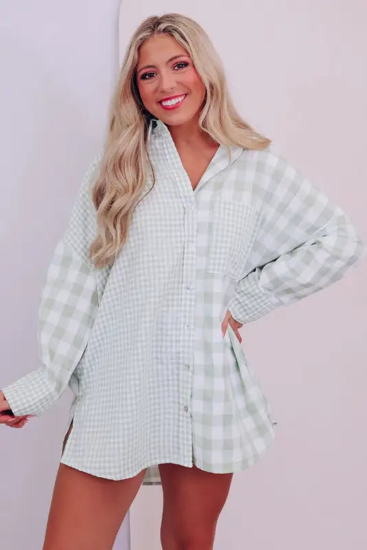 Plaid patchwork shirt - shirts