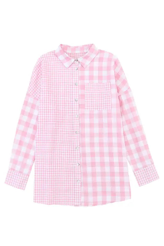 Plaid patchwork shirt - shirts