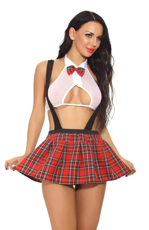 Plaid temptation cosplay lingerie - raw white off / s