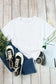 Plain crew neck t-shirt - white / s / 95% polyester + 5% elastane - t-shirts