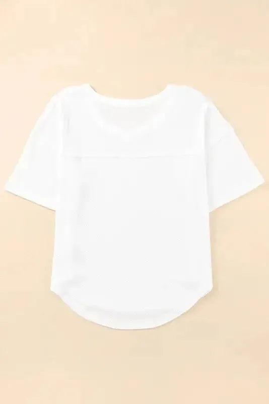 Plain Waffle Knit Drop Shoulder Loose Top - Fashionfitz