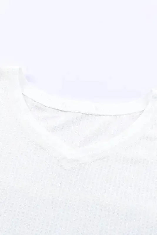 Plain Waffle Knit Drop Shoulder Loose Top - Fashionfitz