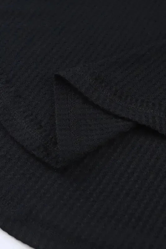 Plain Waffle Knit Drop Shoulder Loose Top - Fashionfitz