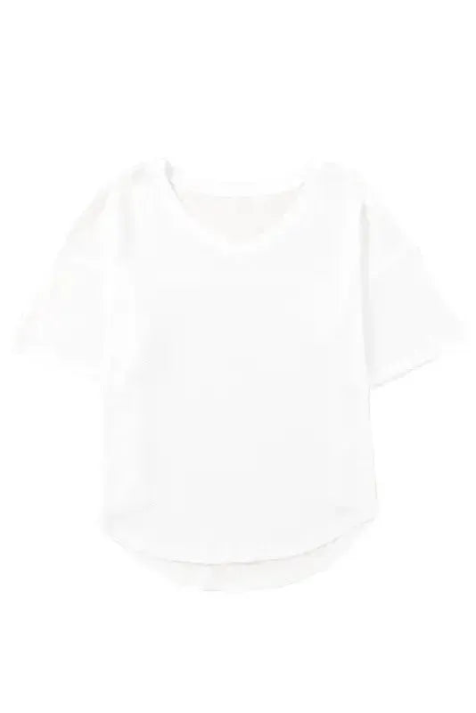 Plain Waffle Knit Drop Shoulder Loose Top - Fashionfitz