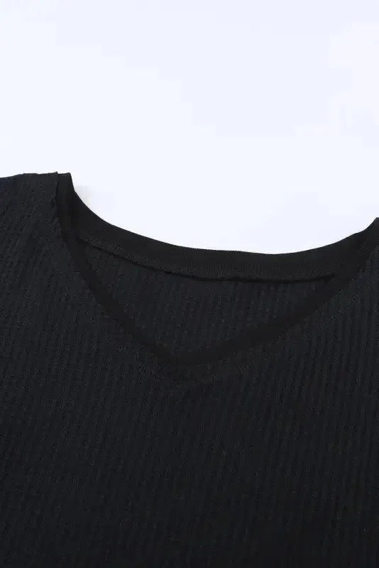 Plain Waffle Knit Drop Shoulder Loose Top - Fashionfitz