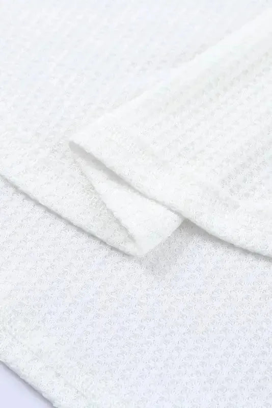 Plain Waffle Knit Drop Shoulder Loose Top - Fashionfitz