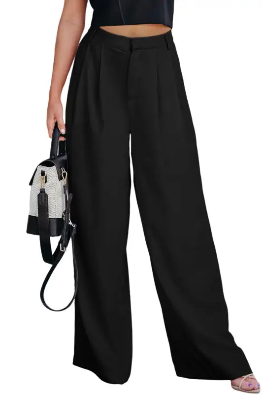 Pleated elegant wide leg pants - suit