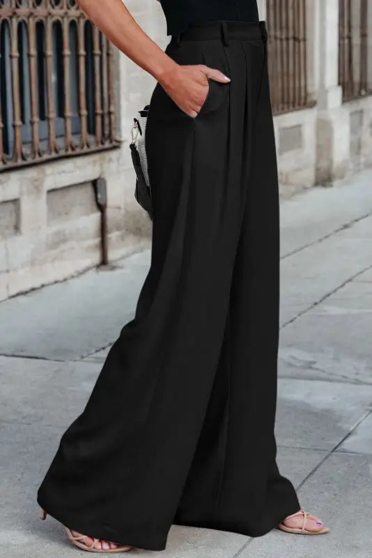 Pleated elegant wide leg pants - suit