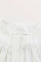 Pleated Neck Stretch Cuff Shirt - Fashionfitz