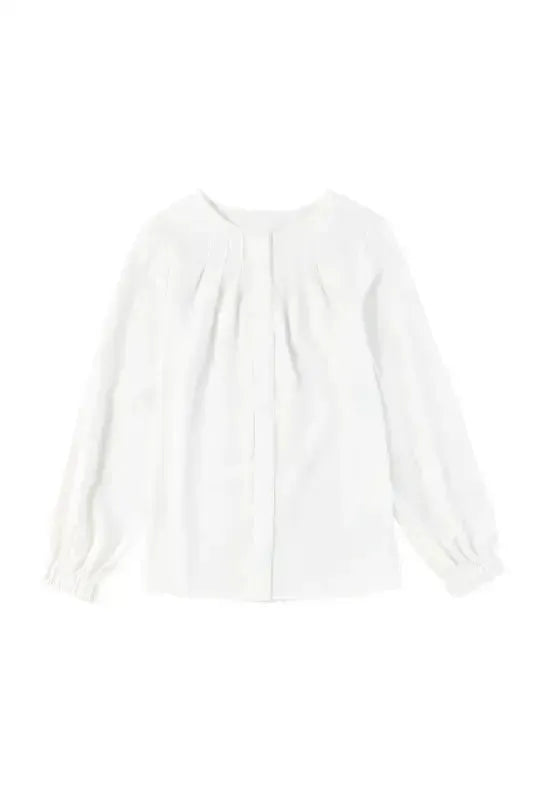 Pleated Neck Stretch Cuff Shirt - Fashionfitz