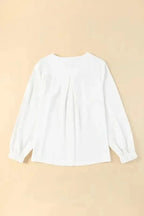 Pleated Neck Stretch Cuff Shirt - Fashionfitz