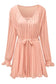 Pink pleated ruffled tie waist buttons v neck romper - jumpsuits & rompers