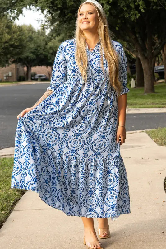 Shop plus elegance geometric maxi dress | trendy & affordable