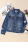 Plus size distressed denim jacket - dark blue / 1x / 85% cotton + 15% polyester - jackets