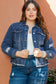 Plus size distressed denim jacket - jackets