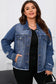 Plus size distressed denim jacket - jackets