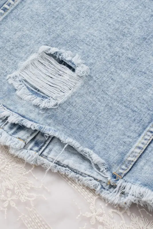 Plus size distressed denim jacket - jackets