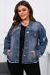 Plus size distressed denim jacket - jackets