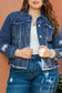 Plus size distressed denim jacket - jackets