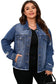 Plus size distressed denim jacket - jackets