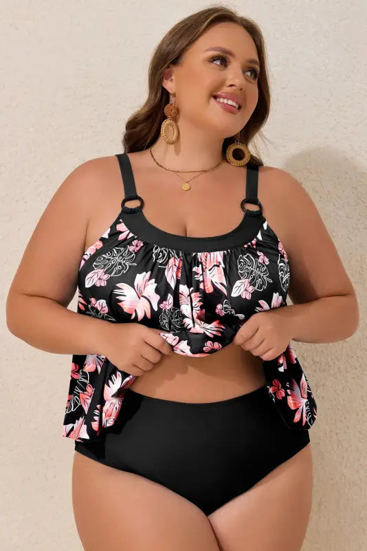 Plus size floral top tankini set by fashionfitz