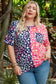 Plus Size Leopard Colorblock Short Sleeve Top - Fashionfitz