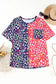 Plus Size Leopard Colorblock Short Sleeve Top - Fashionfitz