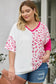 Plus size leopard patchwork short sleeve top - t-shirts