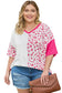 Plus size leopard patchwork short sleeve top - t-shirts